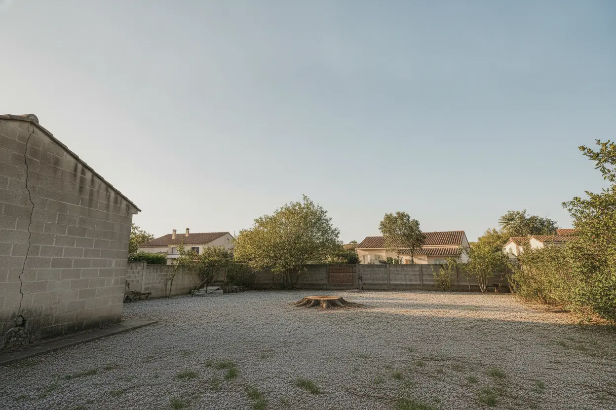 Jardin dégagé après abattage et dessouchage du platane