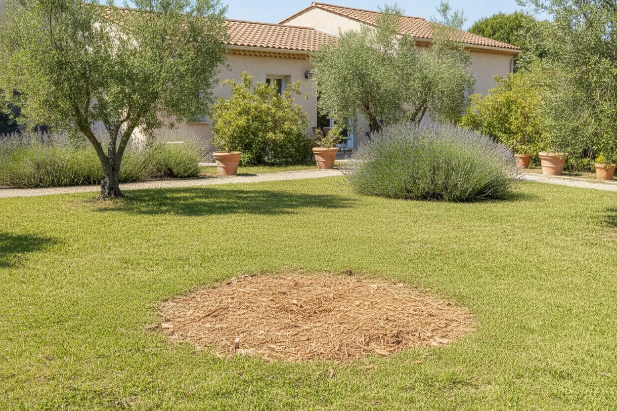 Emplacement dégagé après rognage de souche à Canet-Village