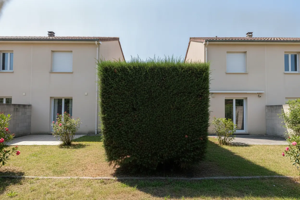 Haie de cyprès taillée et remise à hauteur réglementaire à Saleilles